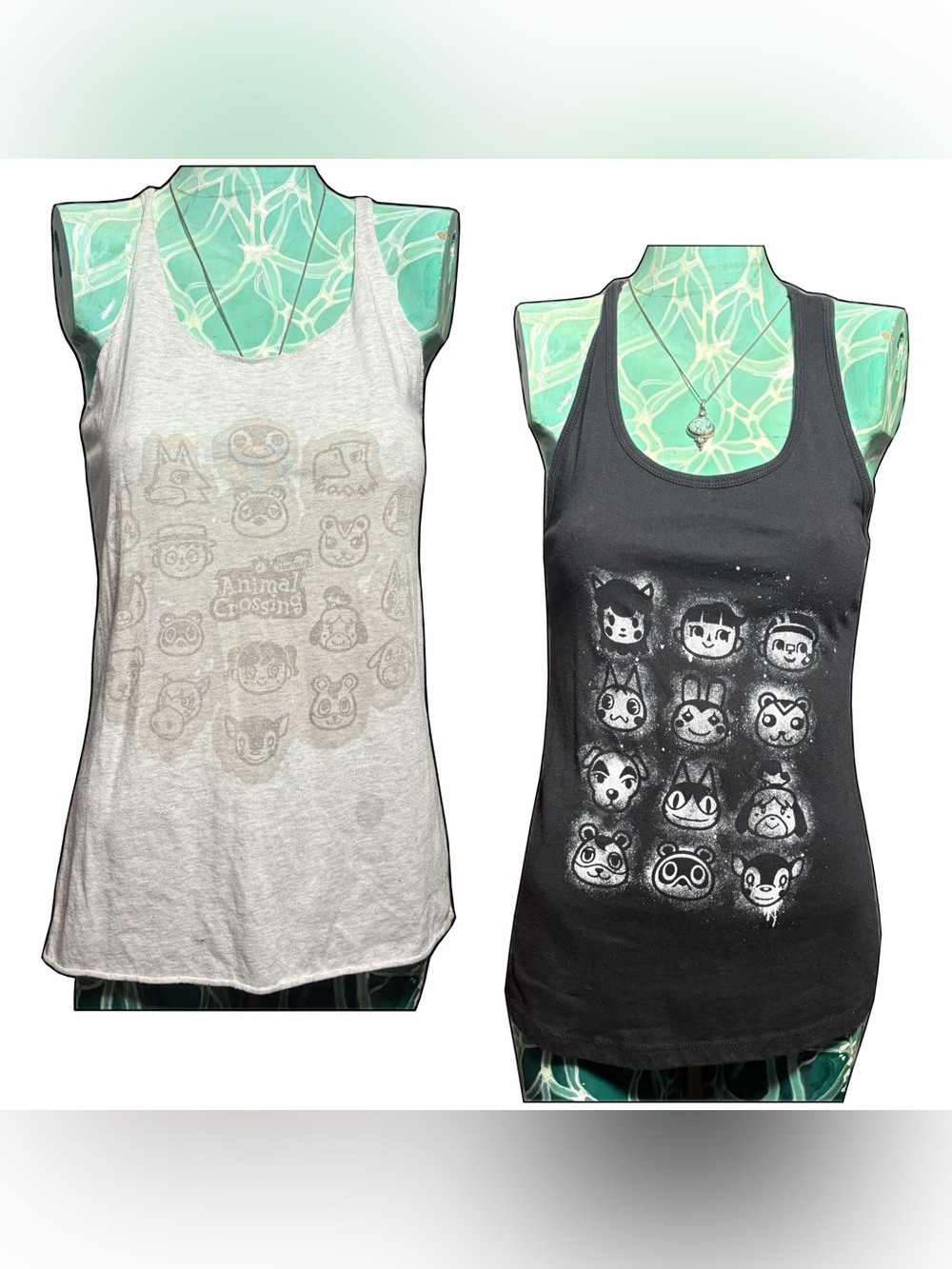 Nintendo Animal Crossing Tank Tops - Black & Light Gray